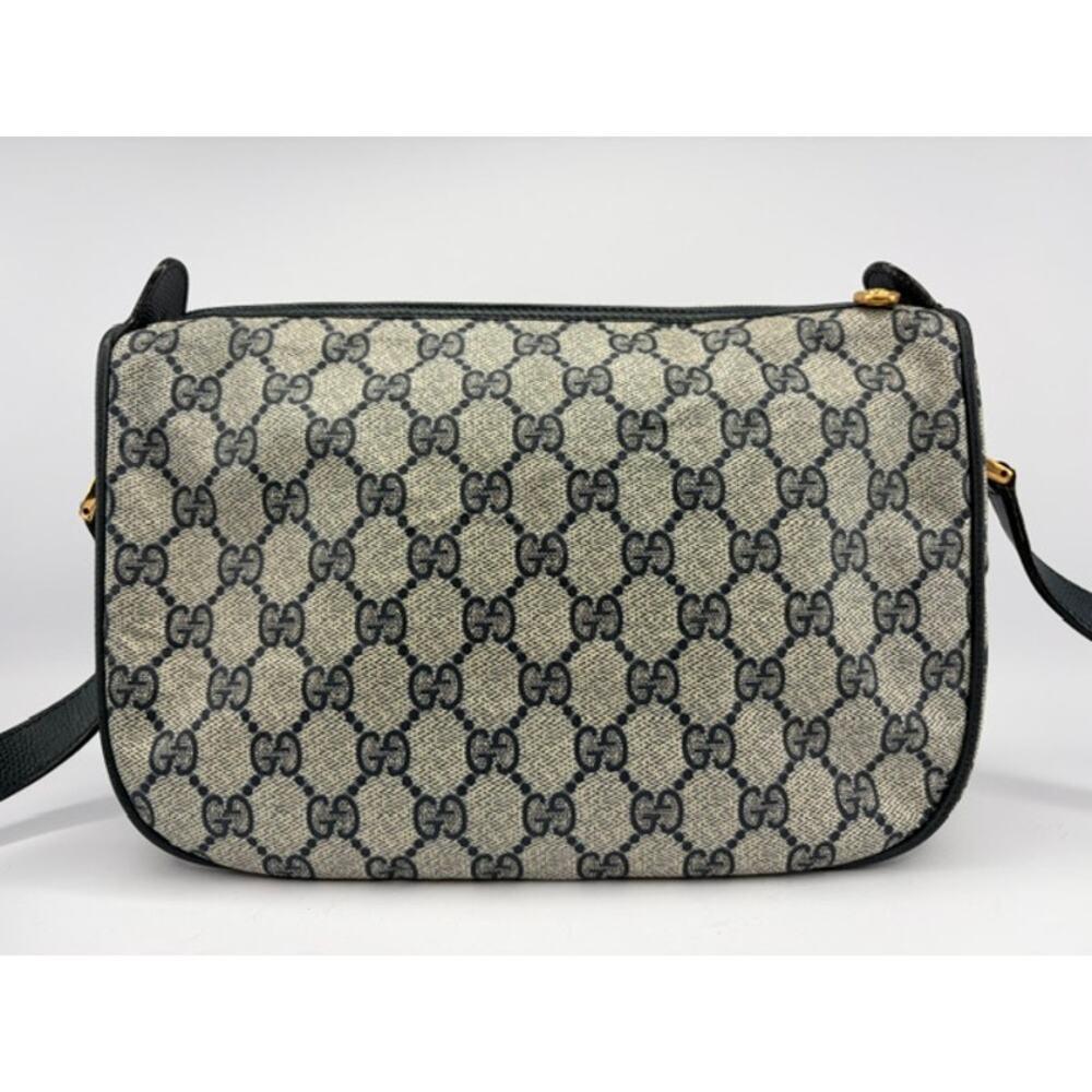 Gucci Vintage GG Plus Navy Beige Crossbody Shoulder Bag Accessory Collection 80s - Picture 7 of 16
